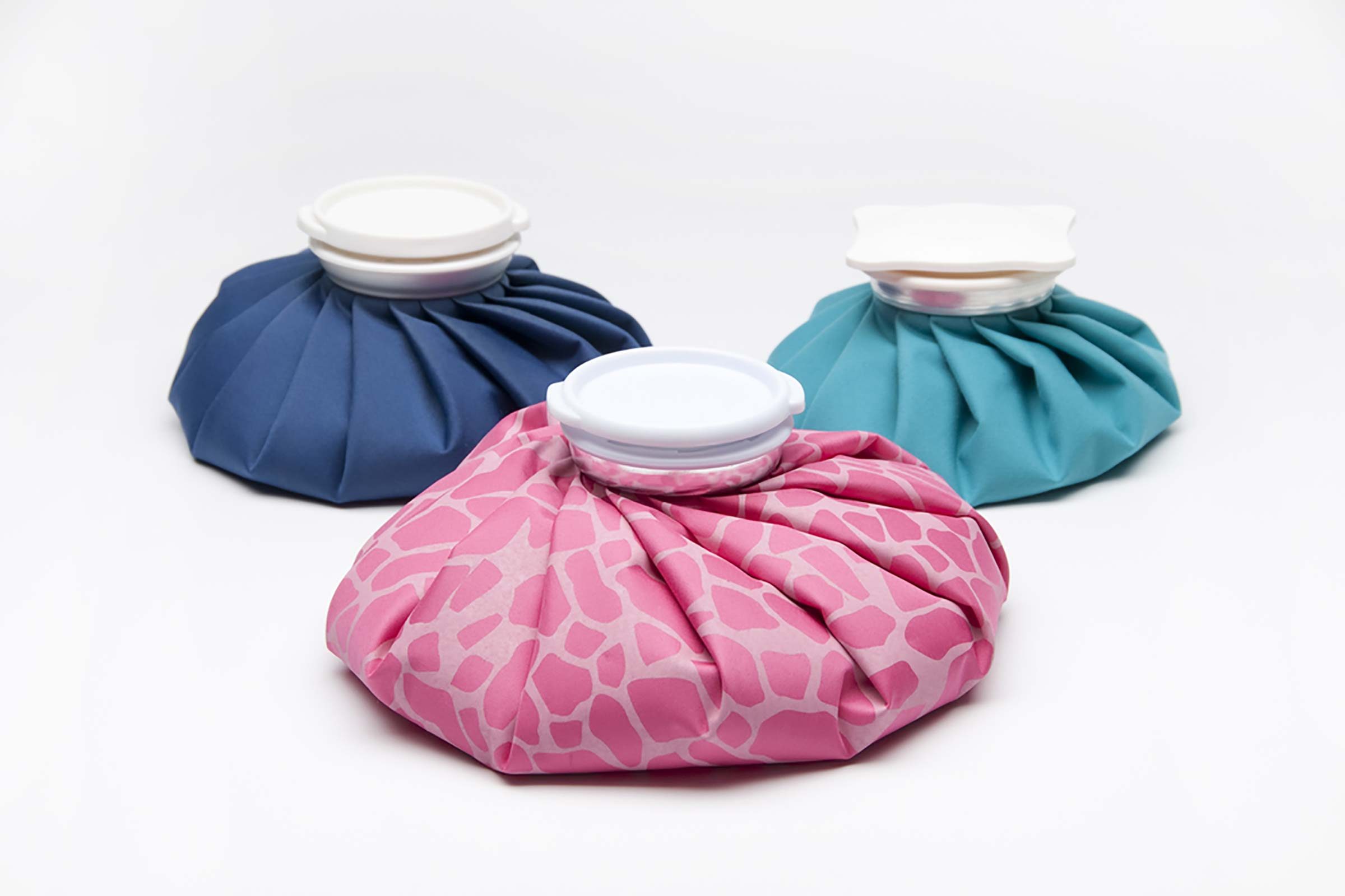 Refillable ice packs for relieving pain and injury. 