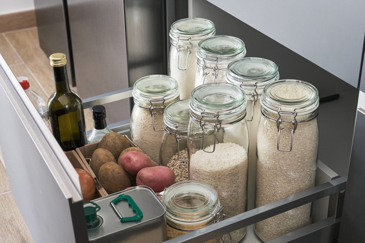 various foods in kitchen drawer