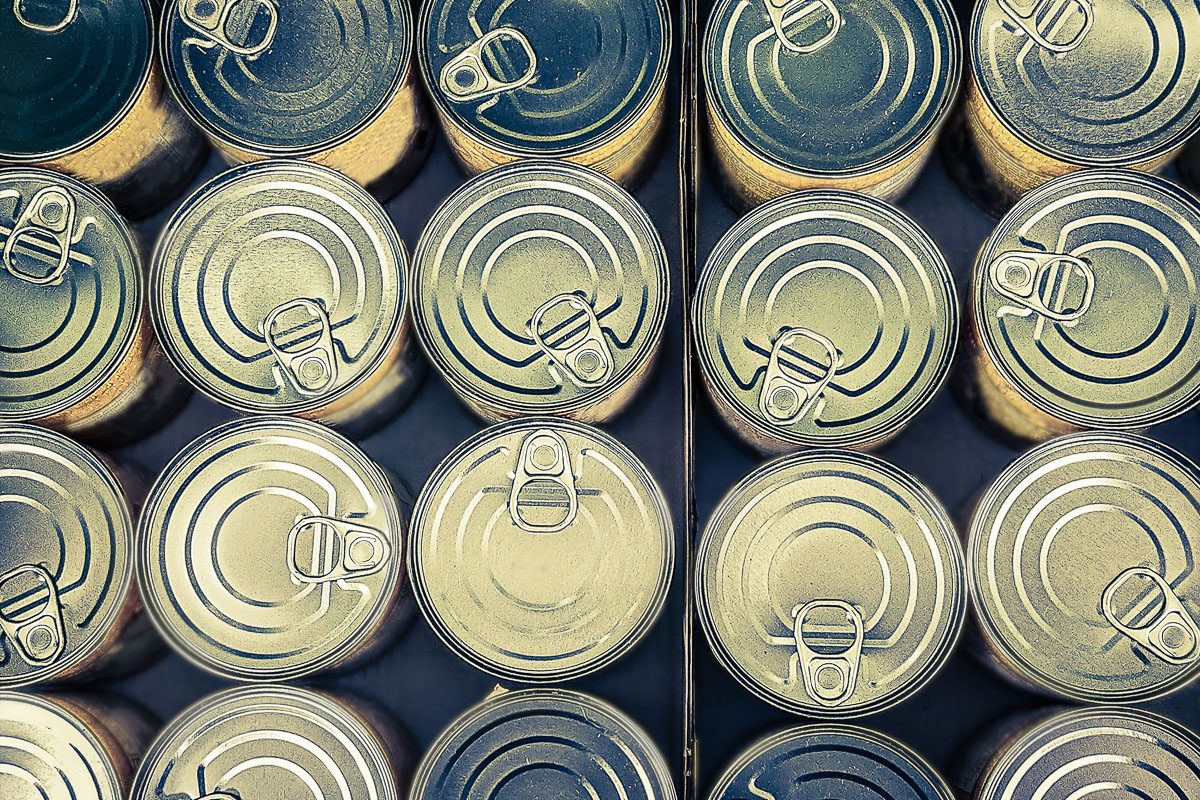 top view of canned goods