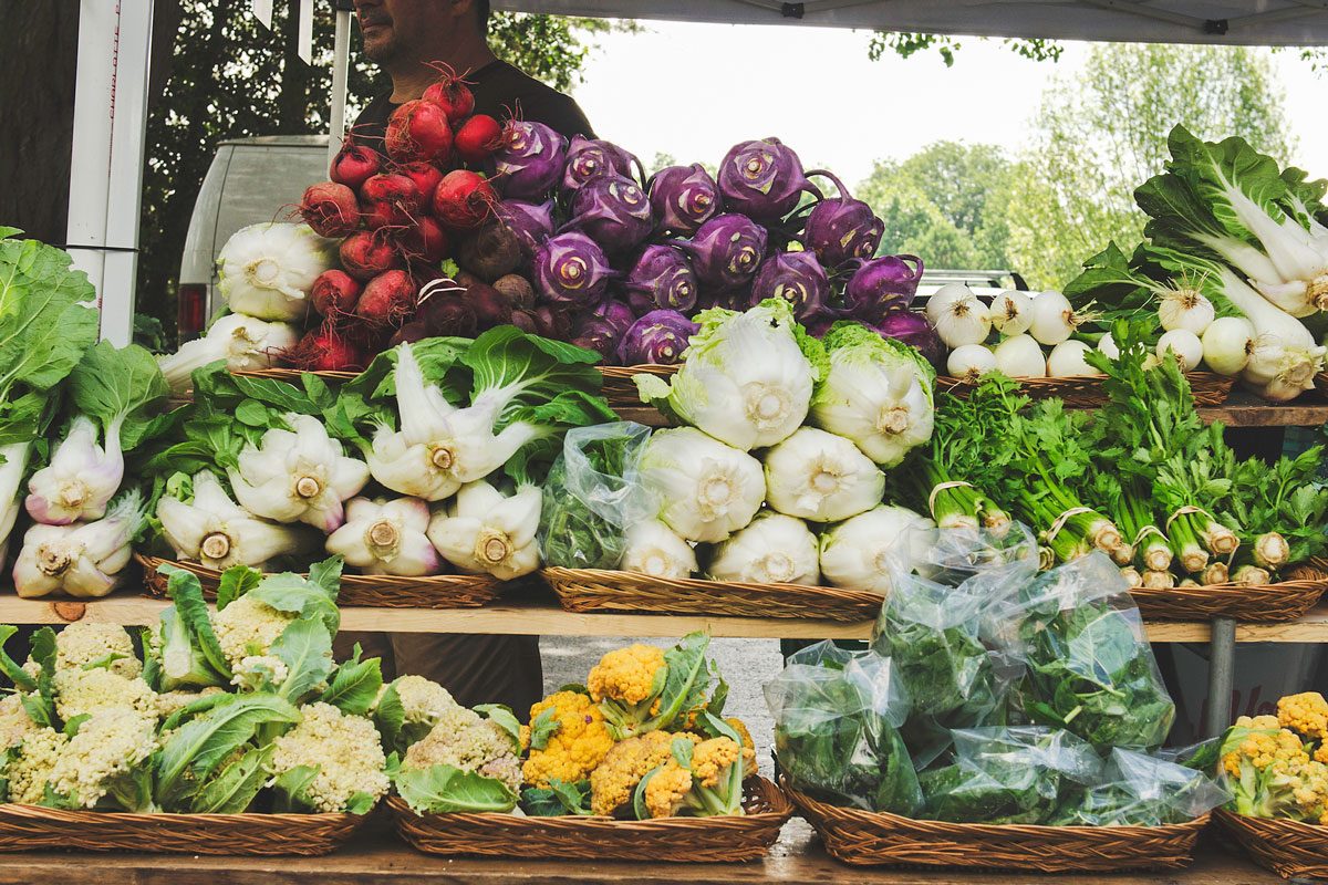 fresh vegetables at local farmer's market
