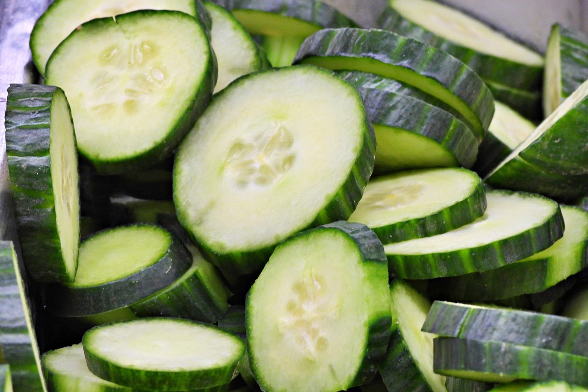 close up of cucumber slices