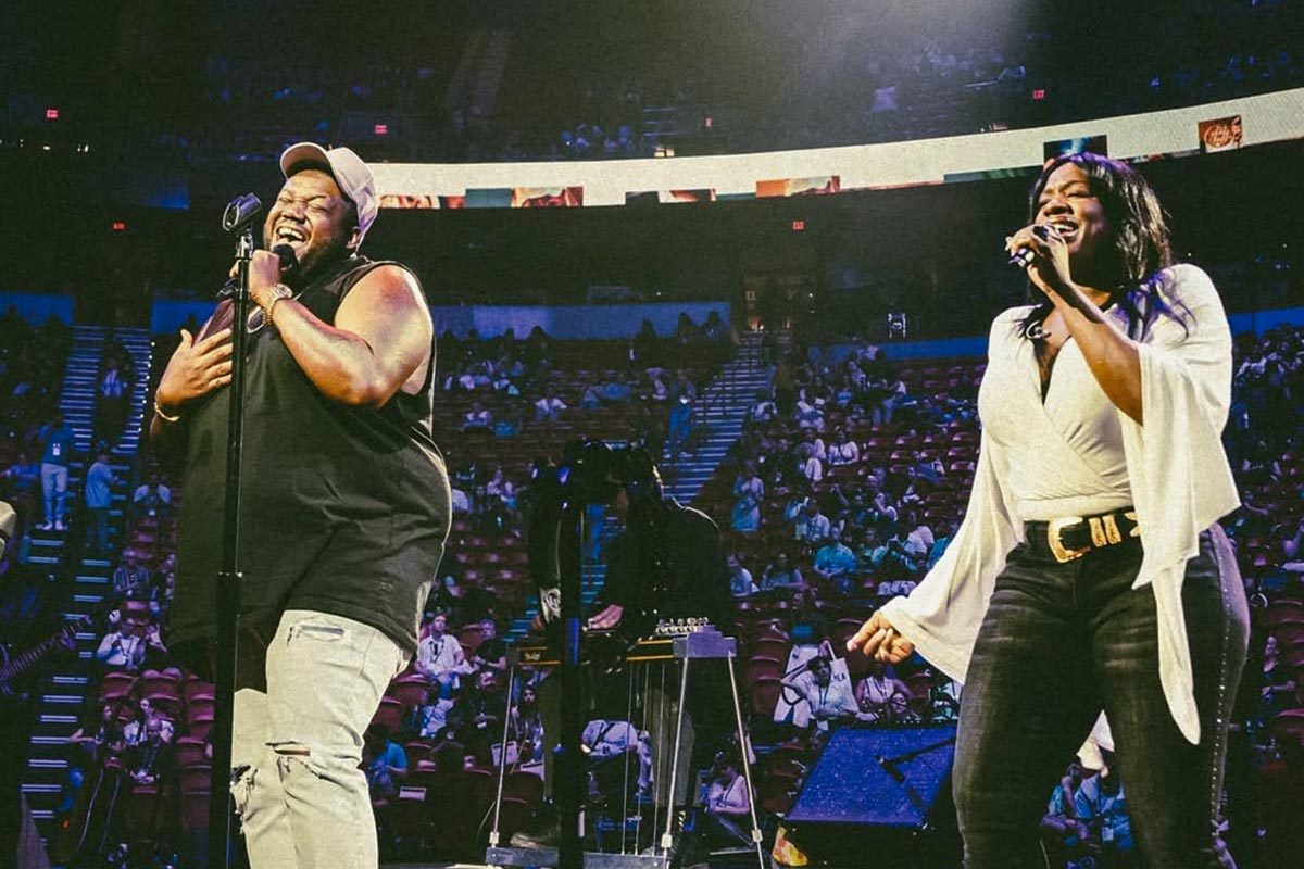 Michael And Tanya performing on a stage